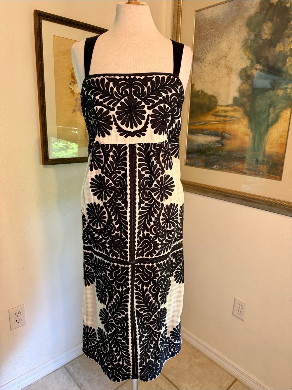 Ulla Johnson Dress -Ardelle Handmade Black & White Midi Dress Size 2